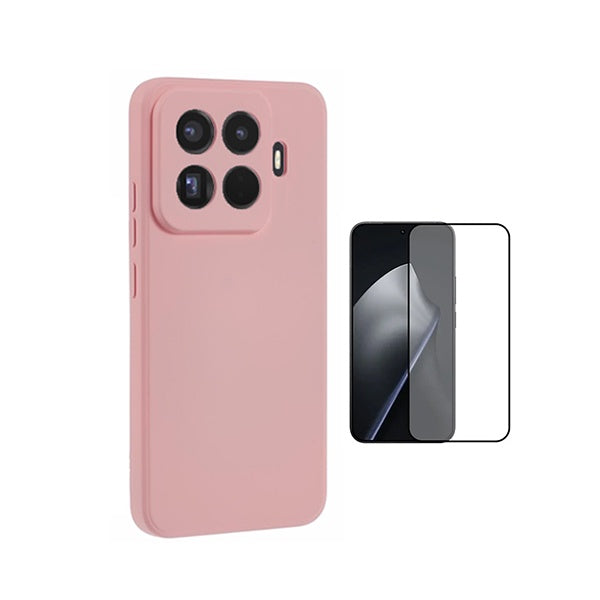 Kit Vidro Temperado + Capa Silicone Líquido PHONECARE Para Xiaomi 15T Pro 5G - Rosa