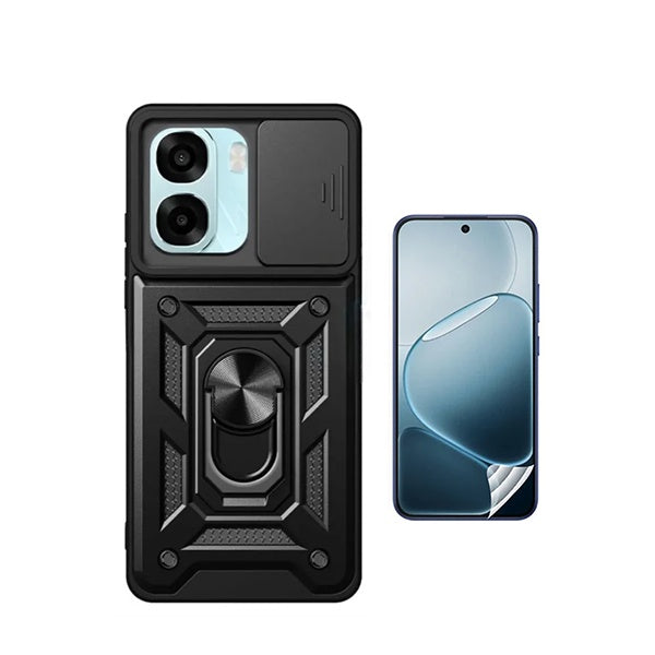 Kit Película Hydrogel Frente + Capa Magnetic Slide Window PHONECARE Para Oppo A6 5G - Preto