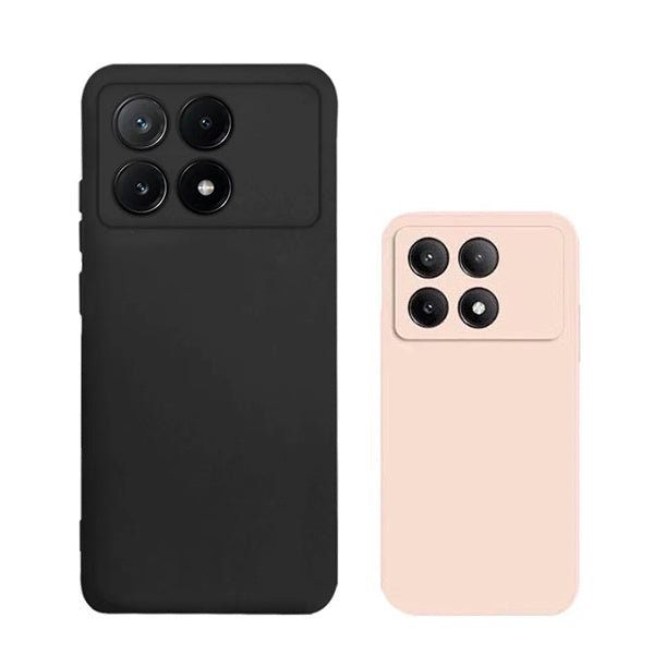 Kit 2x Capa Silicone Líquido Para Xiaomi Poco X6 Pro 5G - Preto / Rosa