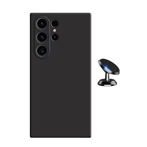 Kit Suporte Magnético + Capa Silicone Líquido Phonecare Para Samsung Galaxy S25 Ultra - Preto