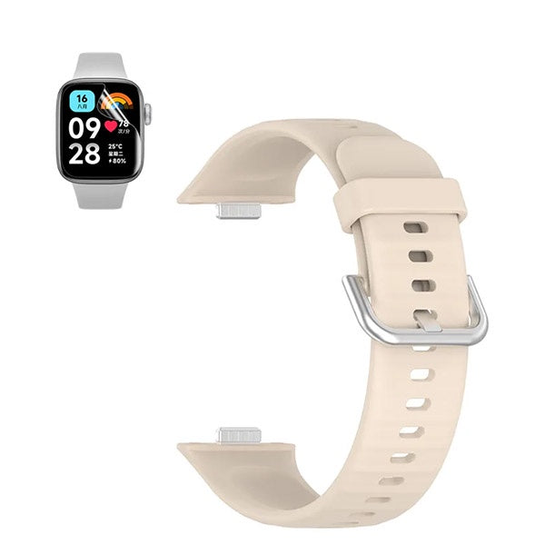 Kit Bracelete Smoothsilicone Com Fivela + Película de Hydrogel para Huawei Watch Fit 3 - Rosa