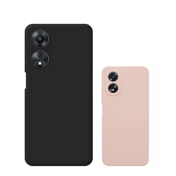 Kit 2x Capa Silicone Líquido Para Oppo A18 - Preto / Rosa