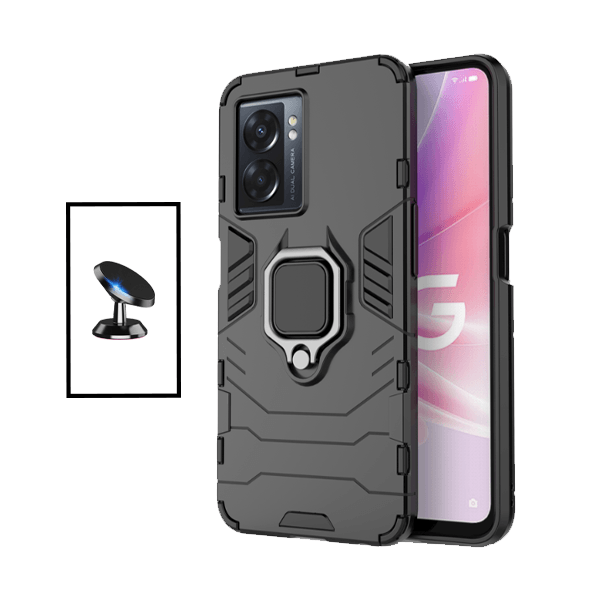 Kit Suporte Magnético de Carro + Capa 3X1 Military Defender para Oppo A77 - Preto