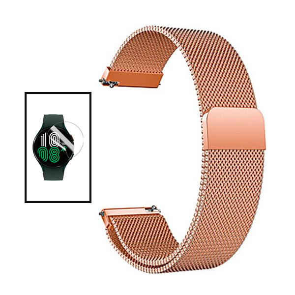 Kit Bracelete Milanese Loop Fecho Magnético + Película de Gel Full Cover para Huawei Watch GT Runner - Rosa / Transparente