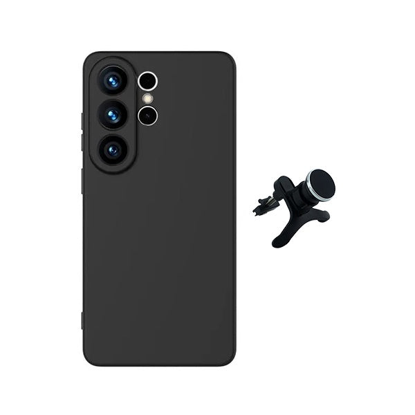 Kit Suporte Magnético Reforçado + Capa Silicone Líquido PHONECARE Para Samsung Galaxy S26 Ultra - Preto