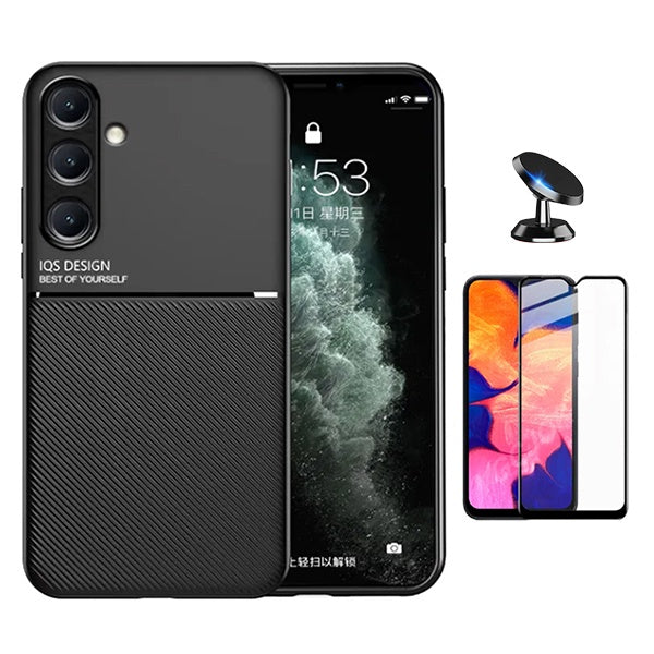 Kit Capa Magnetic Lux + Vidro + Suporte Magnético PHONECARE Para Samsung Galaxy A24 4G - Preto
