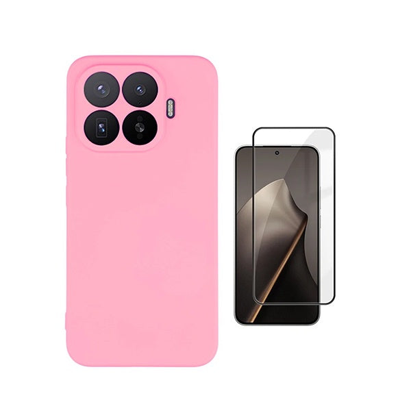 Kit Vidro Temperado + Capa Silicone Líquido PHONECARE Para Xiaomi 17T 5G - Rosa