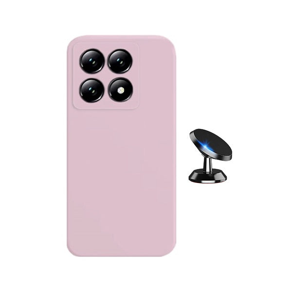 Kit Suporte Magnético + Capa Silicone Líquido PHONECARE Para Xiaomi 15T 5G - Rosa