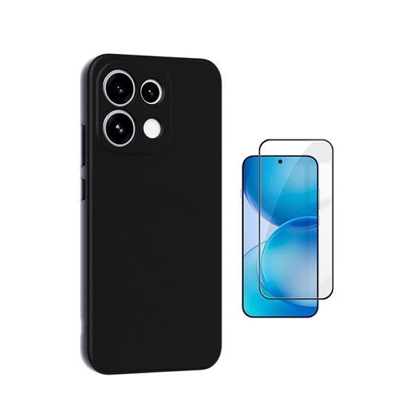 Kit Vidro Temperado + Capa Silicone Líquido PHONECARE Para Oppo Reno16 FS 5G - Preto