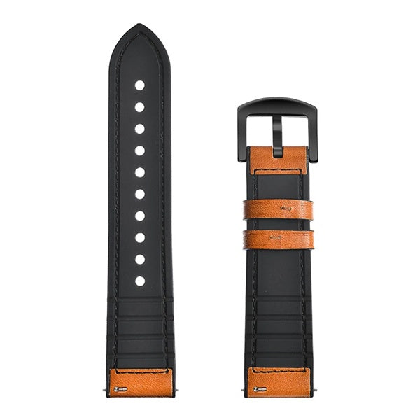 Bracelete Premium Siliconleather PHONECARE Para Honor Watch 5 Pro - Castanho / Preto