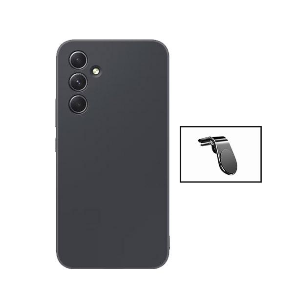 Kit Suporte Magnético L Safe Driving Carro + Capa Silicone Líquido para Samsung Galaxy A55 5G - Preto