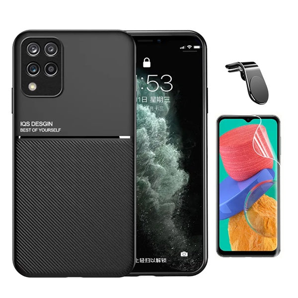 Kit Capa Magnetic Lux + Película Hydrogel Frente + Suporte Magnético L PHONECARE Para Samsung M33 5G - Preto