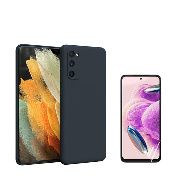 Kit Película Hydrogel Full Cover Frente + Capa Silicone Líquido para Samsung Galaxy S24 Plus + 5G - Preto