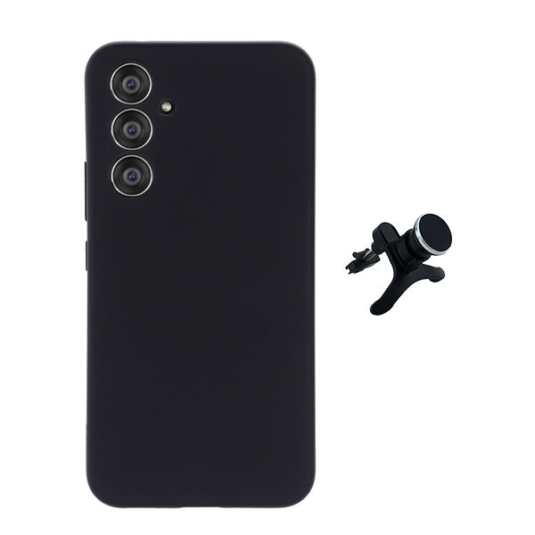 Kit Suporte Magnético Reforçado + Capa Silicone Líquido Para Samsung Galaxy S24 FE - Preto