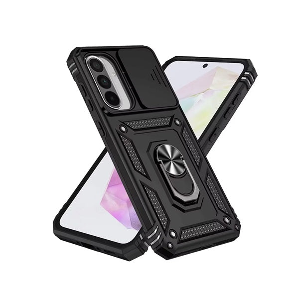 Kit Vidro + Capa Magnetic Slide Window + Suporte L PHONECARE Para Samsung Galaxy A17 4G - Preto