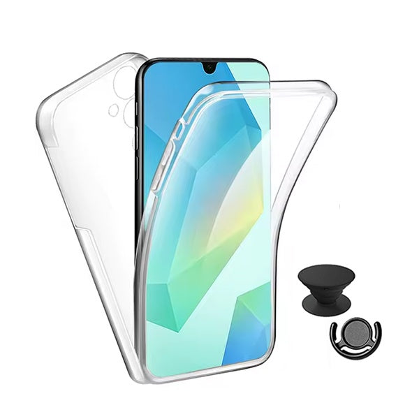 Kit Capa 360° Impact Protection + 1 Gripholder + 1 Suporte PHONECARE Para Samsung Galaxy A17 4G - Transparente/Preto