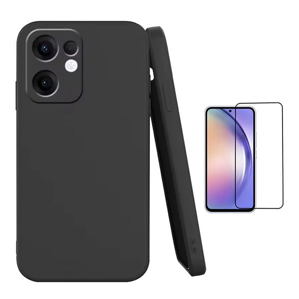 Kit Vidro Temperado + Capa Silicone Líquido PHONECARE Para Oppo Reno13 F - Preto