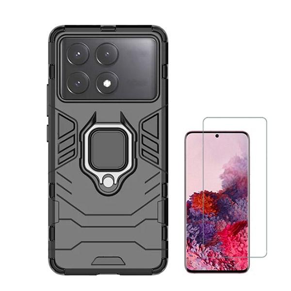 Kit Vidro Clearglass + Capa 3X1 Military Defender para Xiaomi Poco X6 Pro - Preto