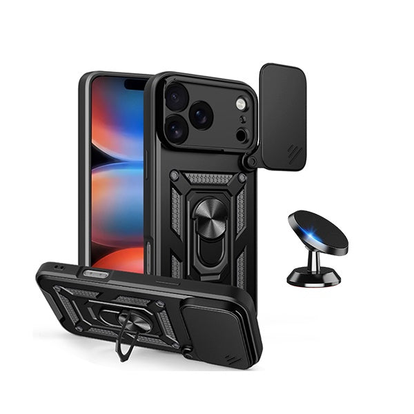 Kit Suporte Magnético + Capa Magnetic Slide Window PHONECARE Para Apple iPhone 18 Pro - Preto