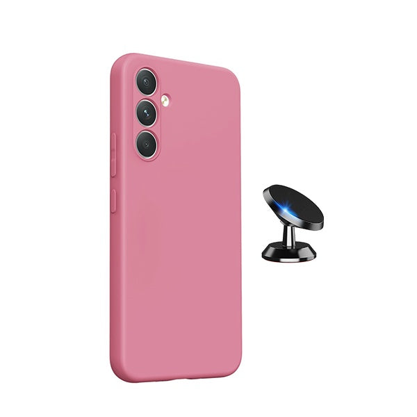 Kit Suporte Magnético + Capa Silicone Líquido PHONECARE Para Samsung Galaxy A27 5G - Rosa
