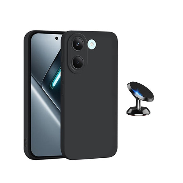 Kit Suporte Magnético + Capa Silicone Líquido PHONECARE Para Xiaomi Poco X8 Pro 5G - Preto