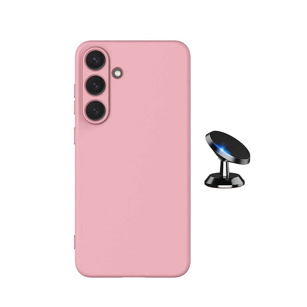 Kit Suporte Magnético + Capa Silicone Líquido PHONECARE Para Samsung Galaxy S26 + Plus - Rosa