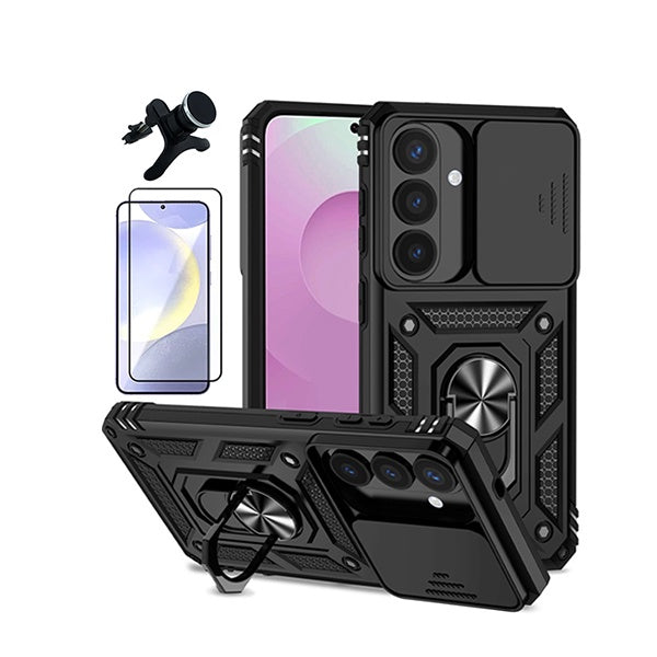 Kit Vidro + Capa Magnetic Slide Window + Suporte Reforçado PHONECARE Para Samsung Galaxy S26 - Preto