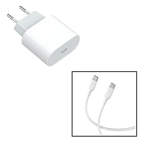Kit Base Carregador Type C FastCharge 20W + Cabo de Carga 60W 3.0A 1m Type C - Type C com Tecnologia PD Lekus para Apple iPad Pro de 11 polegadas (1.ª Gen) - Branco