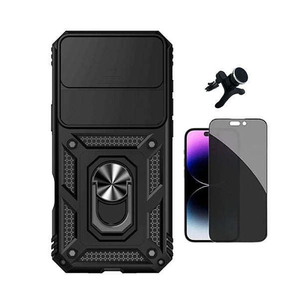 Kit Película Anti-Spy + Capa Magnetic Slide Window + Suporte Magnético Reforçado  PHONECARE Para Apple iPhone 17 Air - Preto