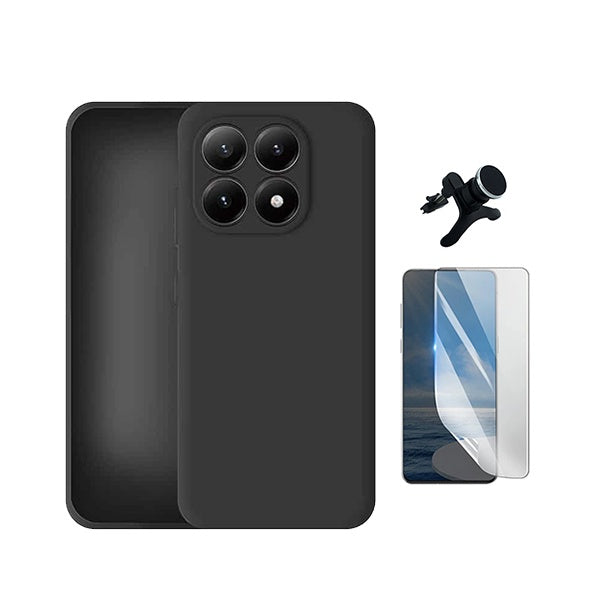 Kit Película Hydrogel Frente + Capa Silicone Líquido +  Suporte Reforçado PHONECARE Para Xiaomi 17 5G - Preto