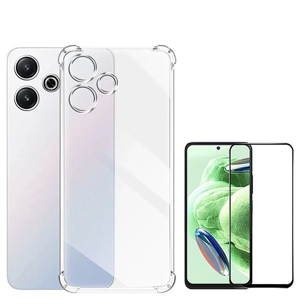 Kit Capa Superprotect Anti-Shock + Vidro Premium Full Cover para Xiaomi Redmi 13 - Transparente