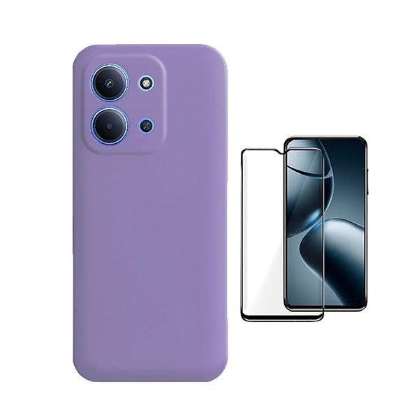 Kit Vidro Temperado + Capa Silicone Líquido PHONECARE Para Xiaomi Poco C85 - Roxo