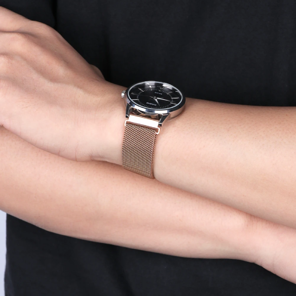 Bracelete Milanese Loop Fecho Magnético PHONECARE Para Honor Watch 5 Pro - Rosa Ouro