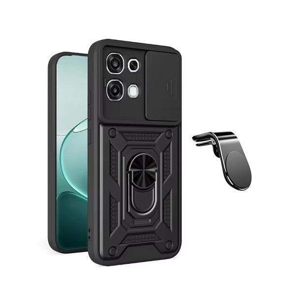 Kit Suporte L + Capa Magnetic Slide Window PHONECARE Para Oppo A6 Pro 4G - Preto