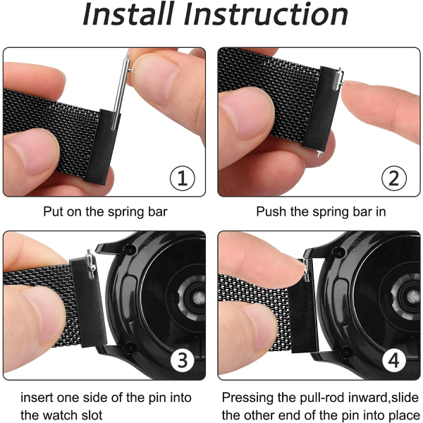Bracelete Milanese Loop Fecho Magnético PHONECARE Para Samsung Galaxy Watch8 44mm Bluetooth - Preto