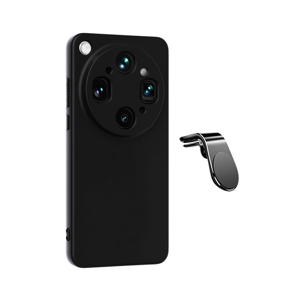 Kit Suporte L + Capa Silicone Líquido PHONECARE Para Oppo Find X9 Ultra - Preto