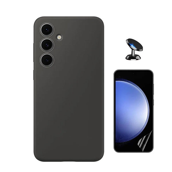 Kit Película Hydrogel Frente + Capa Silicone Líquido + Suporte Magnético Phonecare Para Samsung Galaxy S25 + Plus - Preto