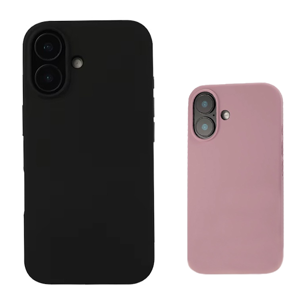 Kit 2x Capa Silicone Líquido Para Apple iPhone 16 Plus - Preto / Rosa