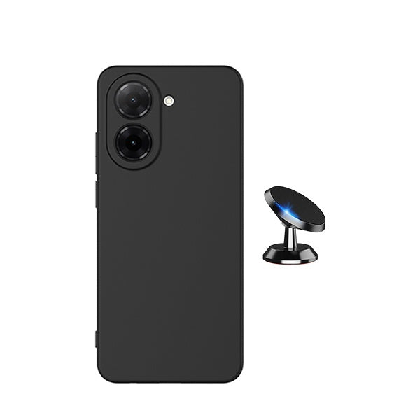 Kit Suporte Magnético + Capa Silicone Líquido PHONECARE Para Xiaomi Redmi A7 4G - Preto