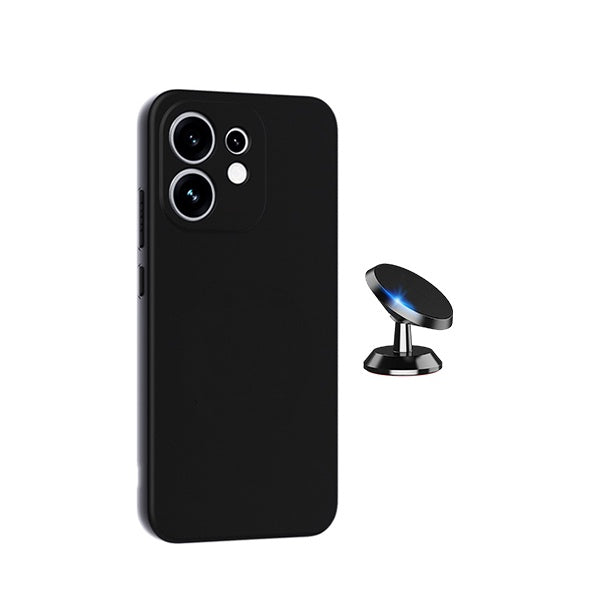 Kit Suporte Magnético + Capa Silicone Líquido PHONECARE Para Oppo Reno16 - Preto