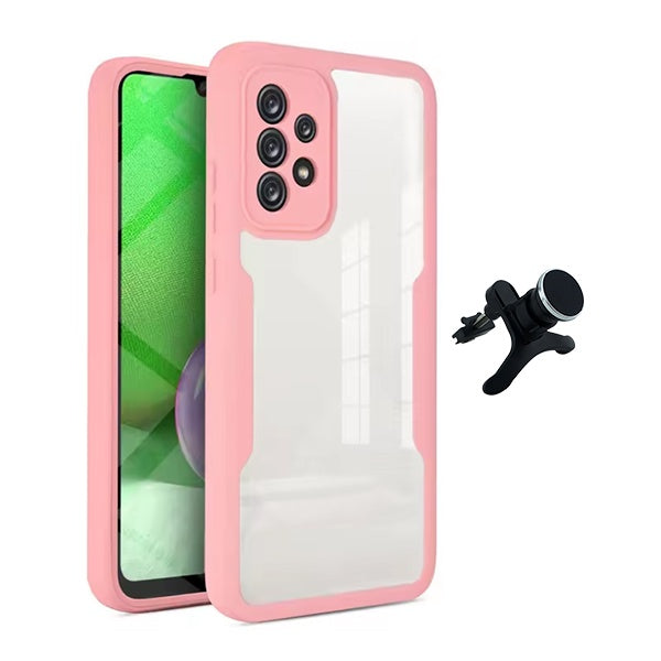 Kit Capa Anti-Crash 360 Protection + Suporte Magnético Reforçado Phonecare Para Samsung Galaxy A52 - Rosa