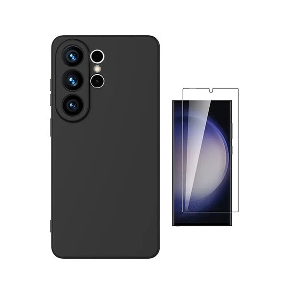 Kit Vidro Clearglass + Capa Silicone Líquido PHONECARE Para Samsung Galaxy S26 Ultra - Preto