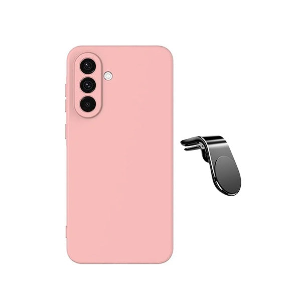 Kit Suporte L + Capa Silicone Líquido PHONECARE Para Samsung Galaxy A37 5G - Rosa