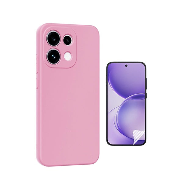 Kit Película Hydrogel Frente + Capa Silicone Líquido PHONECARE Para Oppo Reno16 FS 5G - Rosa