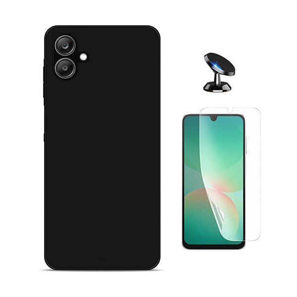 Kit Película Hydrogel Frente + Capa Silicone Líquido + Suporte Magnético PHONECARE Para Samsung Galaxy A07 - Preto