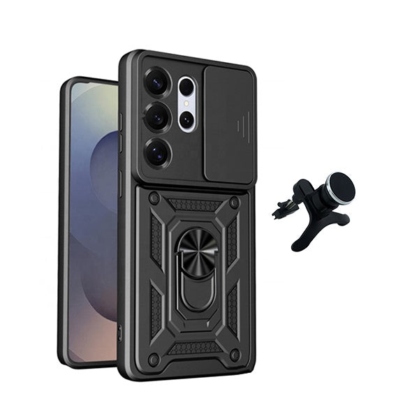 Kit Suporte Reforçado + Capa Magnetic Slide Window PHONECARE Para Samsung Galaxy S26 Ultra - Preto
