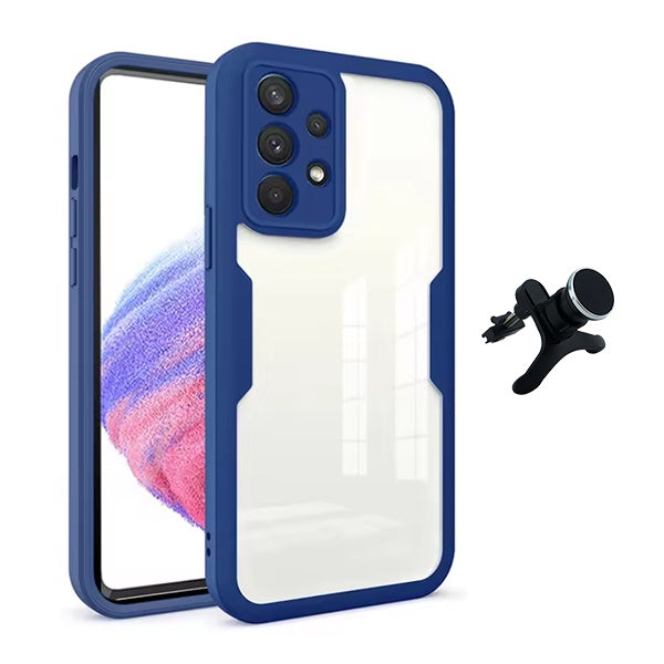 Kit Capa Anti-Crash 360 Protection + Suporte Magnético Reforçado Phonecare Para Samsung Galaxy A13 - Azul Escuro
