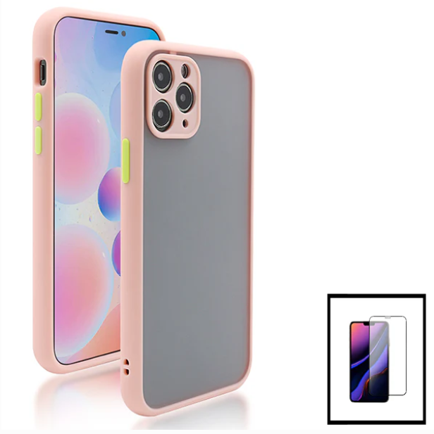 Kit Capa Anti Choque Camera Protection + Película 5D Full Cover para Apple iPhone 13 - Rosa