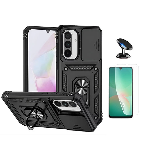 Kit Película Hydrogel Frente + Capa Magnetic Slide Window + Suporte Magnético PHONECARE Para Samsung Galaxy A17 5G - Preto