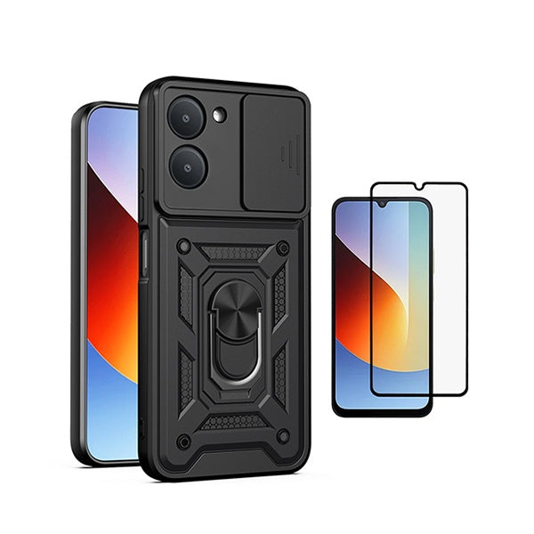 Kit Vidro + Capa Magnetic Slide Window PHONECARE Para Xiaomi Redmi A7 4G - Preto